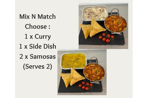 Mix N Match - Choose a Curry, Side Dish & Samosas