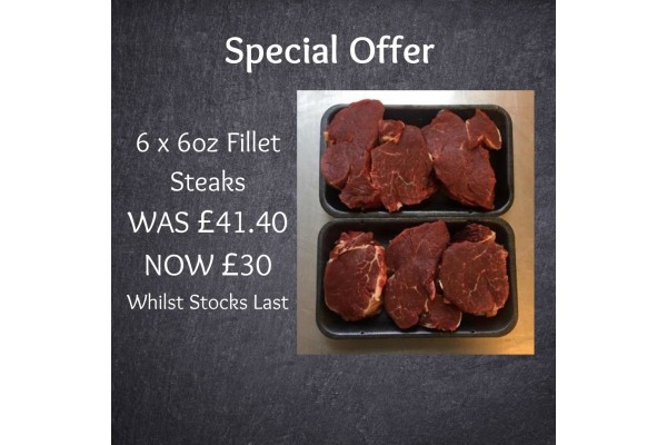 6 x 6oz Fillet Steaks 6 x 6oz Fillet Steaks