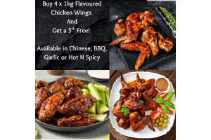 Buy 4 x 1kg Flavoured Chicken Wings and Get 5th Free!