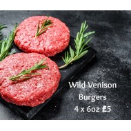 4 x 6oz Wild Venison Burgers